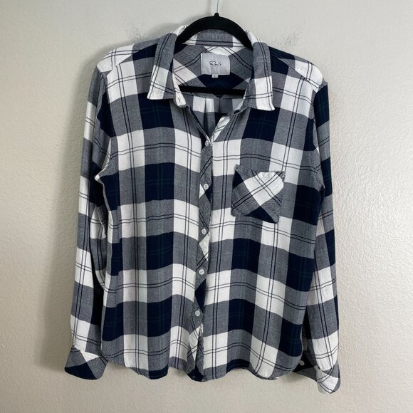 Rails Womens Large Plaid Button Up Shirt Hunter Midnight Pine Flannel Top - Picture 2 of 9